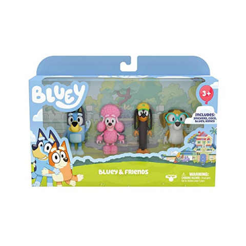Bluey Friends Pack – Set 4 Personaggi Articolati con Snickers, Honey e Coco