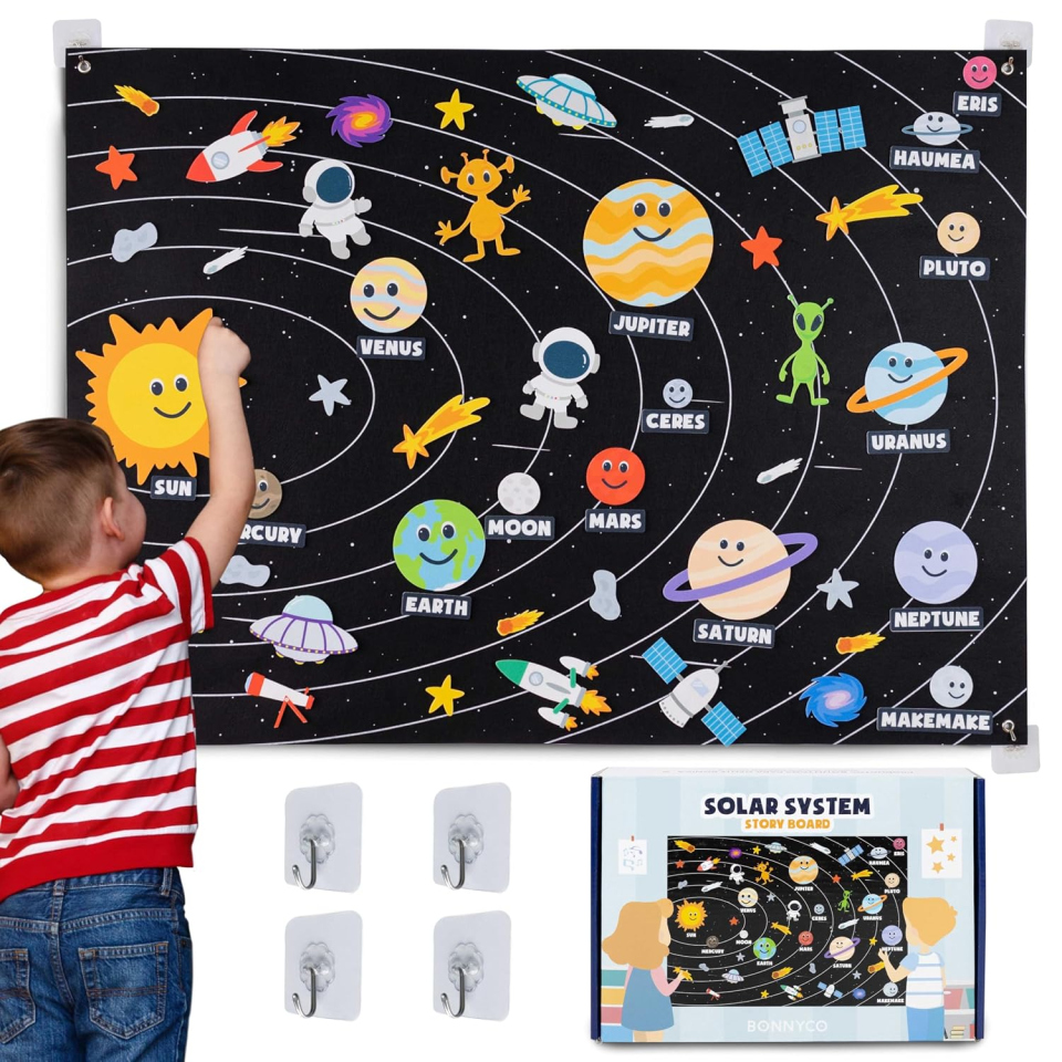 BONNYCO Sistema Solare in Feltro – 61 Figure con Pannello Velcro