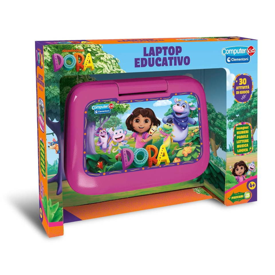 Clementoni Laptop Educativo Dora l'Esploratrice – 30 Attività