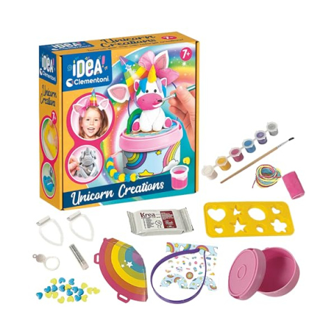 Clementoni Surprise Box Rainbow & Unicorn – Kit Creativo 4 Lavoretti
