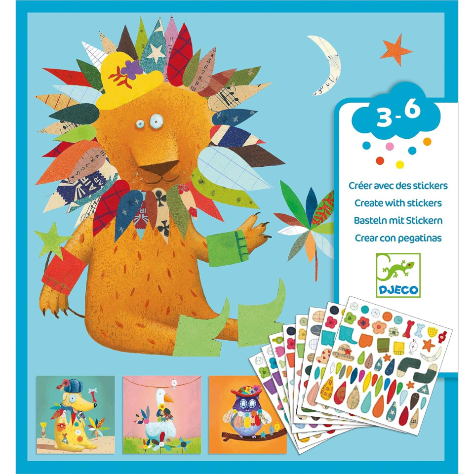 Djeco gioco creativo adesivi animali dai 3 anni