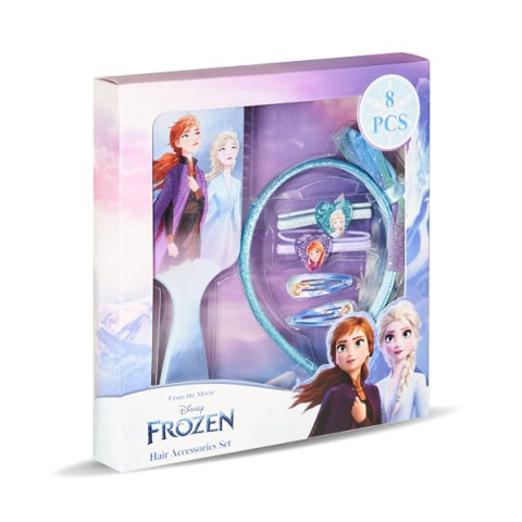 Disney Frozen Kit Accessori Capelli Elsa e Anna – Spazzola, Cerchietto e Mollette