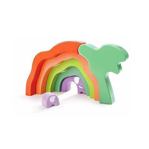 Hape Elefante Impilabile in Legno – Puzzle 3D per Bambini dai 2 Anni