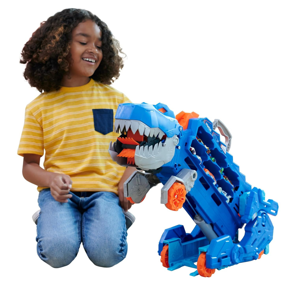Hot Wheels Mega Dino Trasportatore T-Rex con Pista e Luci