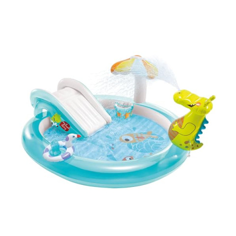 Intex Gator Play Center – Piscinetta Gonfiabile con Scivolo e Spruzzatore