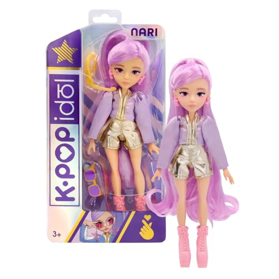 K-POP IDOL Nari – Bambola Fashion con Capelli Lavanda e Accessori