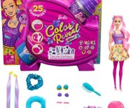 Barbie Color Reveal Glitter Viola con 25 Sorprese da 3+Anni, HBG41