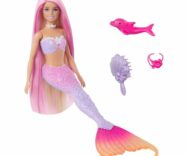 Barbie Malibu Sirena che Cambia Colore in Acqua, Cucciolo di Delfino incluso, HRP97