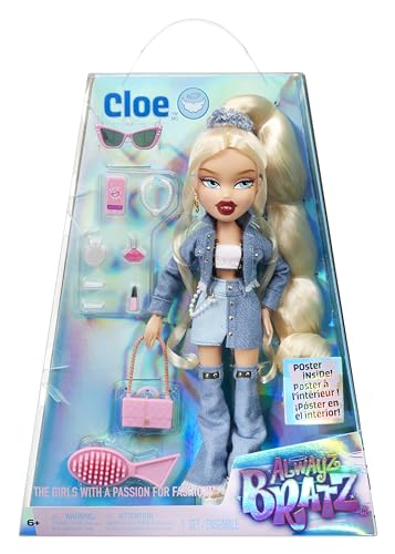 Bratz Cloe, Fashion Doll con 10 accessori e poster, da 6+ anni