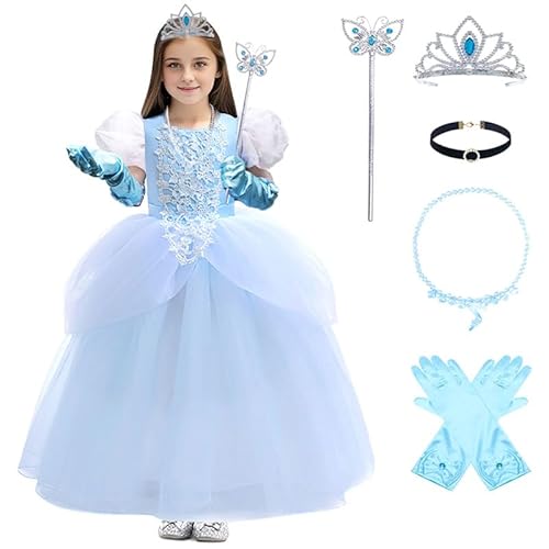 Costume di Cenerentola, Abito di Carnevale per Bambina con Accessori per essere una Principessa Disney