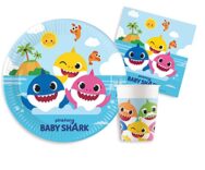 Kit Party Tavola Baby Shark per 24 Persone, in carta compostabile eco-friendly