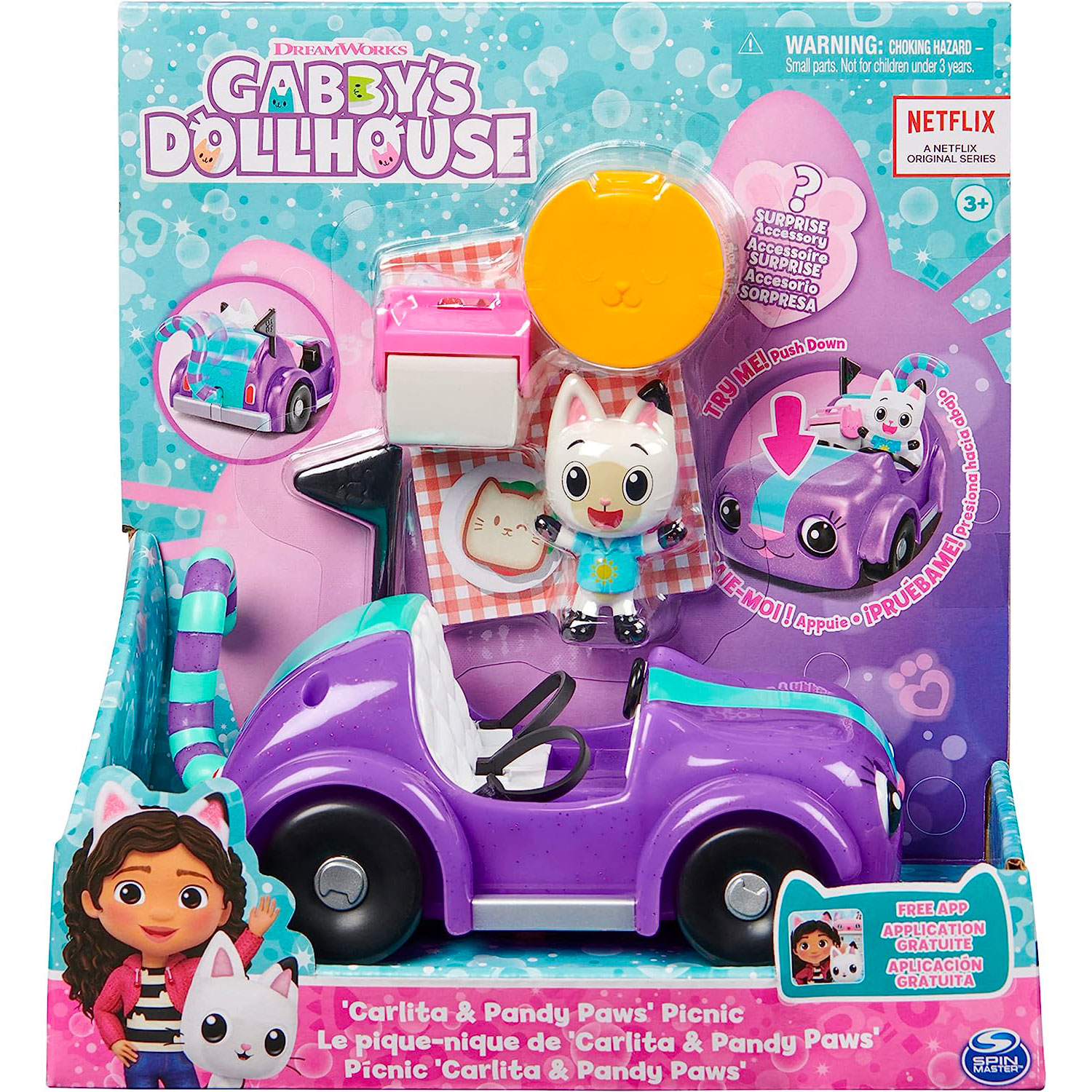 Gabby's Dollhouse - La macchina di Carlita con Pandi Panda e accessori 