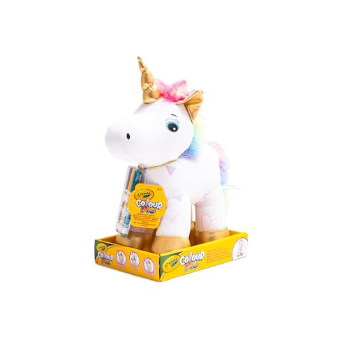 Peluche Unicorno Colorabile con 3 Pennarelli, Gioco creativo da disegnare e colorare, da 3+ Anni – Crayola Colour me Plush