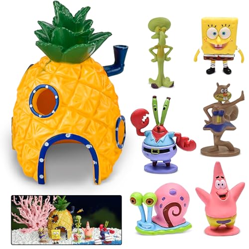 Playset Casa di Ananas e Personaggi Spongebob, anche come decorazione per acquari